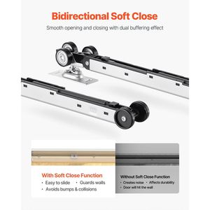 Kit Telaio per Porta Scorrevole a Scomparsa per Porte Larghe 48-72 Pollici e Alte 80 Pollici, Meccanismo di Chiusura Morbida Bidirezionale, Scorrimento Fluido e Silenzioso - Product Image 3
