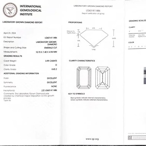 Diamants de laboratoire de luxe Bes, taille émeraude, CVD, diamant non monté, 3,99 carats, D VVS2, certifié IGI pour bijoux - Product Image 6