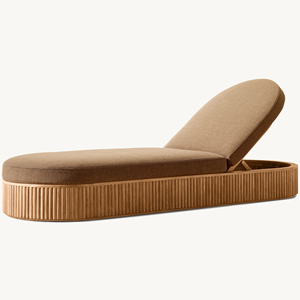 Chaise longue d'extérieur pour villa, ensemble de meubles de jardin en teck, chaises longues de piscine extérieure pour hôtel, chaises longues de plage - Product Image 3