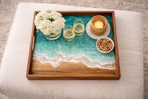 Handcrafted Resin Inlay Durable Food Serving Tray Intricate Geometric Patterns Smooth Polished Surface Customizable Color Logo - Product Image 5