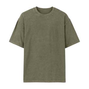 T-shirt en jersey de coton à manches courtes pour homme, coupe ample, couleur unie, col rond, coupe décontractée, longueur normale, tissu tricoté - Product Image 3