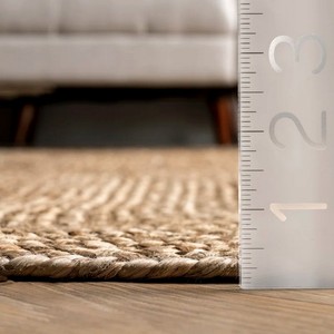 Tapis en jute fait main, motif géométrique, tissage plat, couleur naturelle, style farmhouse, écologique, décoration de salon - Product Image 6