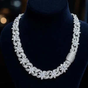 Indian Manufactured Luxury Moissanite Diamond Cuban Link Chain Hip Hop Necklace Iced Out Bling Jewelry for Men for Sale - Product Image 3