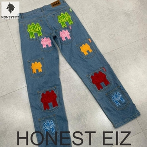 HONEST EIZ Pantalon cargo pour homme, taille mi-haute, couleur unie, en denim de coton respirant, coupe ample, épais, style streetwear et urbain, pour les soirées - Product Image 1