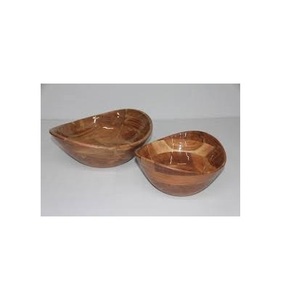 Juego de Tazones para Ensalada de Madera de Acacia Hechos a Mano y Ecológicos, Tazón Grande de Madera Natural para Sopa, Frutas y Mezclas, para el Hogar y Restaurantes - Product Image 1