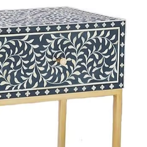 Mesa de Noche y Gabinete de Lujo con Incrustaciones de Hueso, Artesanía Contemporánea Tradicional Personalizada, para Sala de Estar, de la India - Product Image 5
