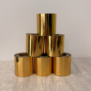 ฟอยล์ปั๊มร้อนพรีเมียมสีทองแบบม้วน ฟิล์มถ่ายโอนความร้อนความเร็วสูง พร้อมผิวมันวาวเมทัลลิก สำหรับบรรจุภัณฑ์หรูหรา - Product Image 1