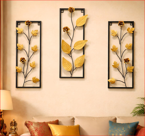 Lot de 3 Panneaux Muraux Décoratifs en Fer Forgé Motif Feuille Florale – Or & Noir Moderne 3D – Décoration Murale Métallique Premium avec Revêtement Poudré - Product Image 6