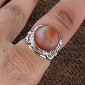 Anillo de Ónix Rojo Natural, Plata de Ley 925, Anillo de Cabujón Redondo, Anillo de Sello Hecho a Mano en Turquía, Joyería de Ágata Roja para Hombre y Mujer - Product Image 1