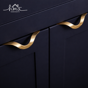 Poignée de meuble ovale en laiton doré, design moderne et écologique, pour tiroirs et portes de cuisine et salle de bain, vente en gros - Product Image 1