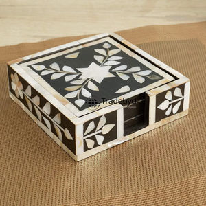 ชุดจานรองแก้วมุกทำมือสุดหรู ขนาด 4x4 นิ้ว รูปทรงสี่เหลี่ยม มีหลายสีให้เลือกสำหรับโต๊ะกาแฟ - Product Image 1