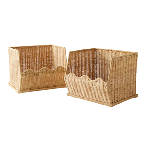 Wholesale Rattan <b>Basket</b> 2-Pack, Medium Open Front Stackable <b>Storage</b> Bin for <b>Toys</b>, Books & Office Eco-Friendly Made in Vietnam - Product Image 2