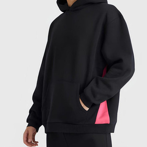 Survêtement à capuche pour homme de haute qualité, noir et rose, coupe ample, sweat-shirt et pantalon long pour un style décontracté - Product Image 4