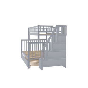 Letto a castello grigio con scaletta e letto estraibile, per bambini - Product Image 4