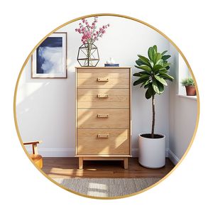 Specchio da Parete Rotondo Dorato da 24 Pollici con Cornice in Metallo, Specchio Circolare per Bagno e Decorazione Murale - Product Image 1