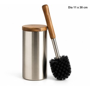Porte-brosse de toilette en acier inoxydable avec manche en bois de manguier - Vente en gros - Product Image 1