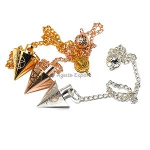 Pentagramme inspirant étoile métal pendule Reiki méditation plaine goutte gravé cristal artisanat Feng Shui boule Chakra pierre précieuse - Product Image 5