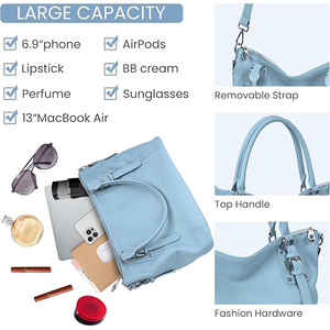 Bolso de Mano de Lujo para Mujer, Forma Regular, Suave, con Herrajes Minimalistas, Correa de Hombro Ajustable, Impermeable, Ecológico y Ligero - Product Image 4