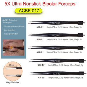 5X Ellman Surgitron ACBF-017 Forceps bipolaires ultra antiadhésifs, longueur 17,8 cm et pointe droite de 1,5 mm, forceps bipolaires de diathermie réutilisables - Product Image 3