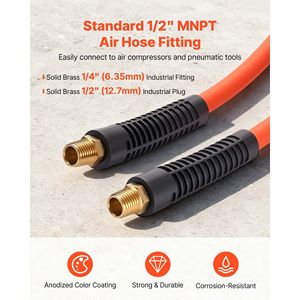 Tubo Ibrido per Aria Compressa da 1/2'' x 30m con Raccordo Maschio in Ottone Massiccio, Leggero e Resistente alle Piegature, Accessori e Ricambi per Utensili Pneumatici - Product Image 3
