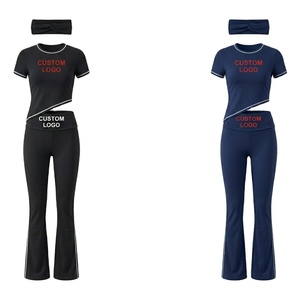 New Wholesale High Waist Yoga Leggings Set Women Running <b>Tracksuit</b> Set For Gym Fitness Clothes Workout Top Pant Set - Product Image 2