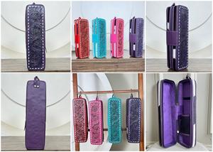 New Large Capacity 2026 Floral Hand Tooled Cowhide Leather Curling Iron & Hair Straightener <b>Case</b> Heat Resistant <b>Travel</b> Organizer - Product Image 3