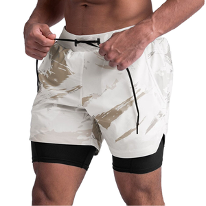 Shorts de sport et de course 2-en-1 pour hommes, respirants, à séchage rapide, avec poches élastiques à la taille, pour l'entraînement et le fitness - Product Image 5