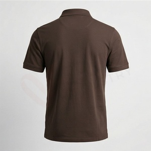Polo de Manga Corta para Hombre, Color Marrón, 100% Algodón Piqué, Casual, Transpirable, Corte Regular, Diseño de Punto Sólido - Product Image 2