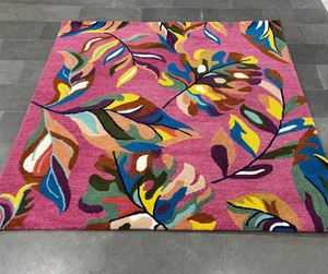 Tapis KNOT RUG fait main, tufté à la main, de haute qualité, motif floral moderne rose, écologique, pour salon, chambre d'enfants, hôtels, bureau - Product Image 3