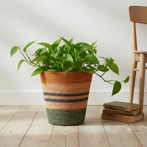 Hand Woven <b>Seagrass</b> Planter With Striped Pattern for Home Outdoor Patio Garden Decor <b>Plant</b> <b>Pots</b> & Planters - Product Image 3