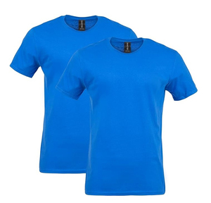 T-shirt basique pour homme, col rond, coupe ample, mélange de coton, décontracté, extensible, respirant, imprimé devant, séchage rapide, anti-boulochage, été - Product Image 1