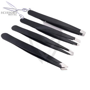 Pince à épiler multifonctionnelle 2-en-1 en acier inoxydable chirurgical, pointue et courbée, avec brosse, pour cils et sourcils, vente en gros - Product Image 4