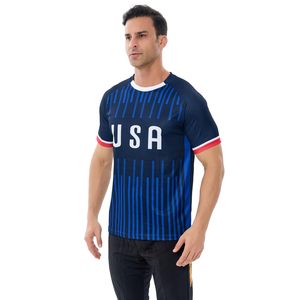 Camiseta de Fútbol de Manga Corta para Hombre, Cuello Redondo, Rayas Sublimadas, Poliéster que Absorbe la Humedad, Ropa Deportiva para Adultos - Product Image 5