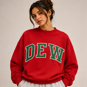 Sudadera Rosa Oversize de Cuello Redondo Personalizada DEW para Mujer, con Cuello Simulado, Venta al por Mayor OEM, Letras Bordadas, Casual, Larga, de Invierno - Product Image 4