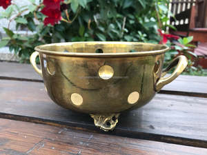 Passoire en cuivre design vintage 5.5 pouces petit comptoir trous simples motif laiton fruits laver passoire à bas prix - Product Image 2