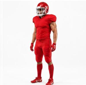 Conjunto de Uniforme de Fútbol Americano Rojo, Jersey con Cuello en V, Pantalones, Protección, 100% Algodón, Equipamiento Completo para Hombre Adulto, ODM, Transpirable - Product Image 4