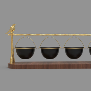 ขาตั้งชามเสิร์ฟอะลูมิเนียมสีทองหรูหรา ล้างทำความสะอาดได้ ดีไซน์ทันสมัย ตกแต่งกลางโต๊ะแบบแขวน เป็นมิตรกับสิ่งแวดล้อม สินค้านำเข้าจากอินเดีย สำหรับตกแต่งบ้าน - Product Image 5