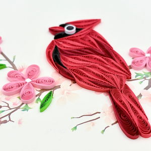 <b>Red</b> Cardinal Quilling Card Art <b>Paper</b> Craft Floral Bird Design Home Decoration Handmade 3D Greeting Card Envelope Quilled Card - Product Image 4