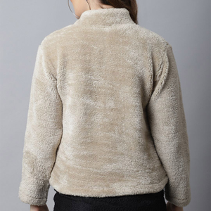 Women <b>Fleece</b> <b>Jacket</b> Button Up Collar Full Sleeve Solid Color Thick <b>Warm</b> Winter Coat Length Regular Sleeve Knitted Polar <b>Fleece</b> - Product Image 5