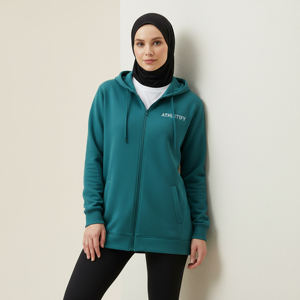 Ropa Deportiva Modesta para Mujer, Sudadera con Capucha de Felpa Francesa, Chaqueta con Capucha de Manga Larga, Ropa Exterior Holgada Islámica, para Gimnasio, Caminar, Trotar, Casual - Product Image 1