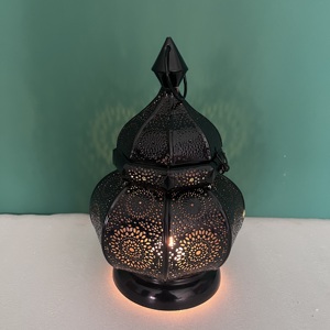 Artisan Design Moroccan Iron Etched <b>Lantern</b> with <b>Black</b> Finish for Home Decoration - Product Image 6