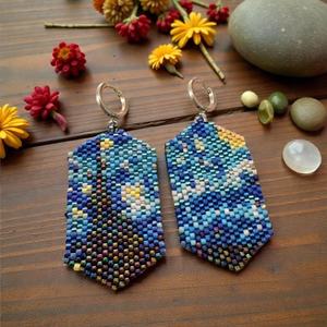 Pendientes de aro con cuentas de mosaico azul, joyería geométrica hecha a mano con flecos, accesorios de moda bohemios para mujeres y niñas, elegantes - Product Image 4