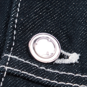 Black <b>Denim</b> <b>Jacket</b> Unisex Autumn Streetwear Workwear Style Shirt Pocket Design <b>Custom</b> Front Logo Button Outerwear Finished - Product Image 5