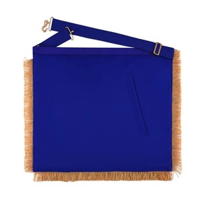Delantal Étnico de Terciopelo Past Master Blue Lodge con Cinta Azul, Bordado a Mano con Borlas de Cadena Dorada MAP-00104 - Product Image 5