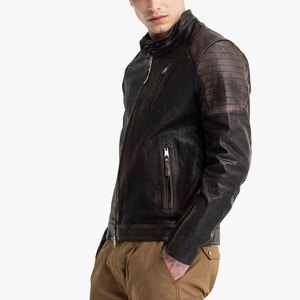 Veste en cuir véritable pour homme, imperméable, confortable, fabriquée en usine, style unique, veste en cuir de motard pour homme, poids lourd - Product Image 2