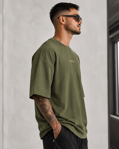 T-shirt court en coton épais 160 g/m² pour homme, col rond, personnalisé avec logo, style streetwear, écologique, respirant, imprimé sérigraphié effet délavé - Product Image 6