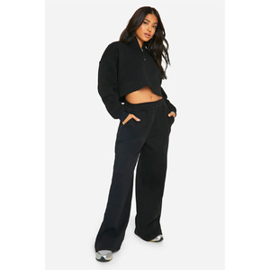 Survêtement court personnalisé pour femme avec logo, 100 % coton, séchage rapide, respirant, coupe ajustée, manches longues, sweat à capuche zippé, ensemble deux pièces - Product Image 5