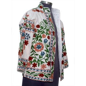 Handmade TNT Suzani Embroidered Women's Winter <b>Jacket</b> <b>Short</b> Coat with Embroidered Fabric Cozy Winter Wear - Product Image 4
