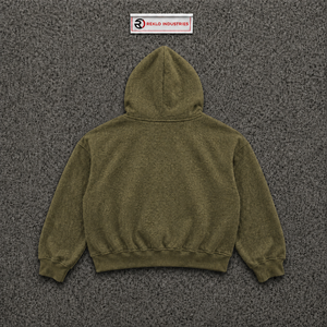 เสื้อฮู้ดซิปโอเวอร์ไซส์สีเขียวมะกอกสำหรับผู้ชาย ทรงปกติ ผ้าฝ้ายเฟรนช์เทอร์รี่ สวมใส่สบายๆ ในฤดูใบไม้ร่วง สไตล์โมเดิร์นสตรีท - Product Image 6
