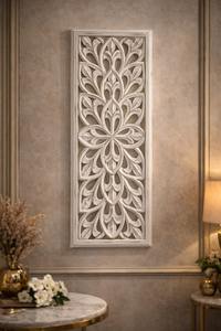 แผ่นไม้ MDF สีขาวโบราณแกะสลักด้วยมือ สำหรับตกแต่งผนังห้องนอน ห้องรับประทานอาหาร และสำนักงาน ยอดขายดีอันดับต้นๆ - Product Image 2